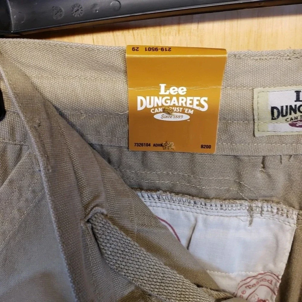 Lee Dungarees Mens Khaki Carpenter Shorts Heavy Cotton Twill Relaxed Fit NWT 29
